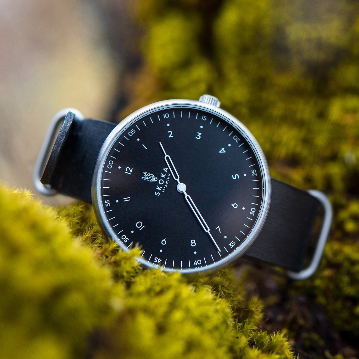 SKOKA titanium wristwatch with a satin-finished case