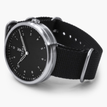 skoka-black-brushed-titanium-watches-4-no-date SKOKA Ti-01 Grade 5 titanium watch with black dial and brushed case, alternate view
