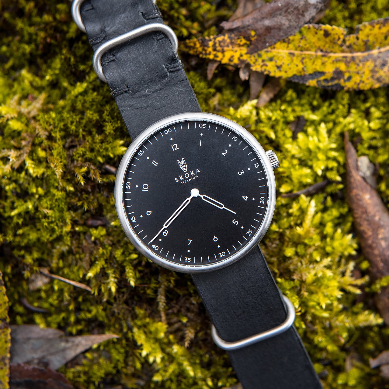 SKOKA Ti-01 titanium watch with black dial